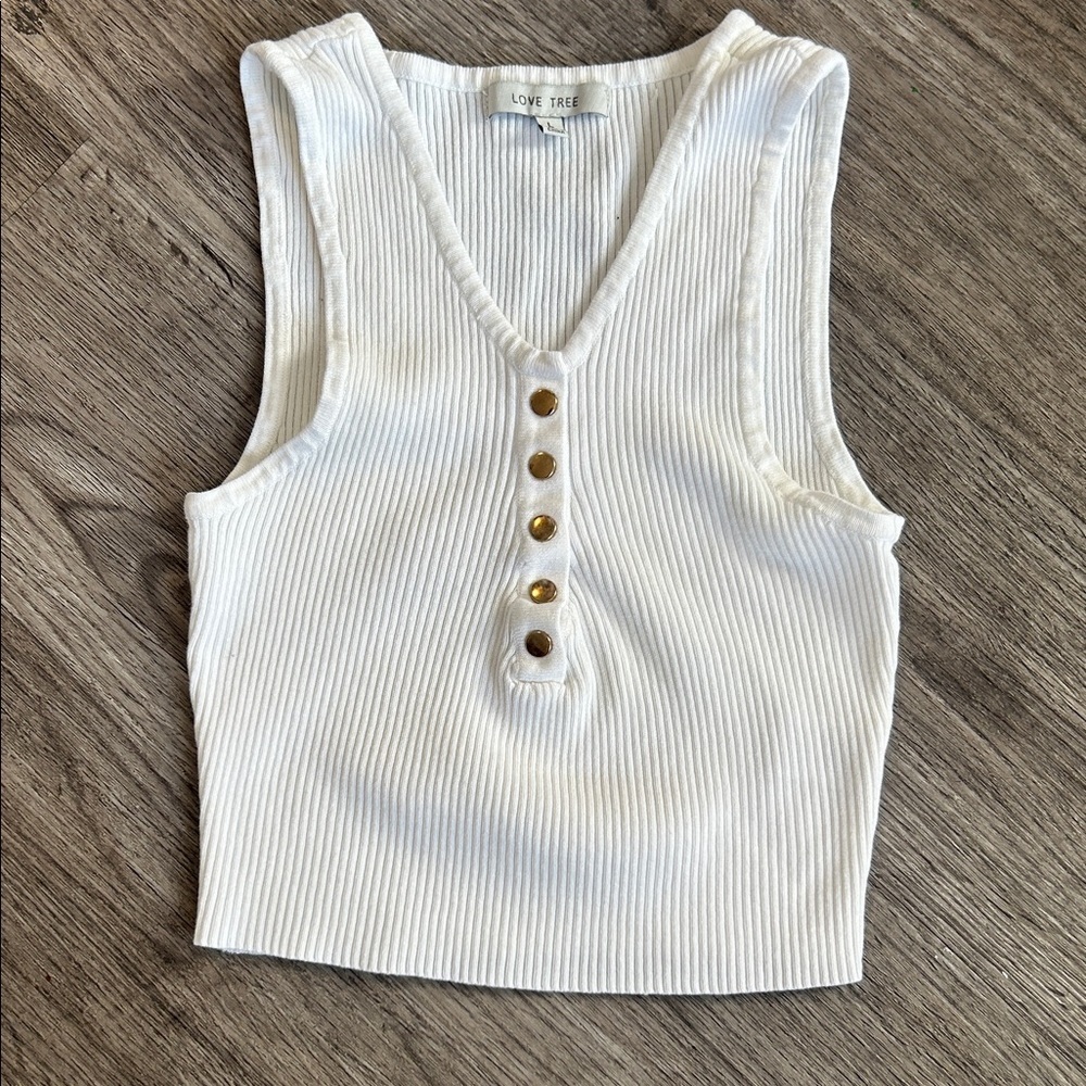 Cutest Ribbed button down Tank by Love Tree